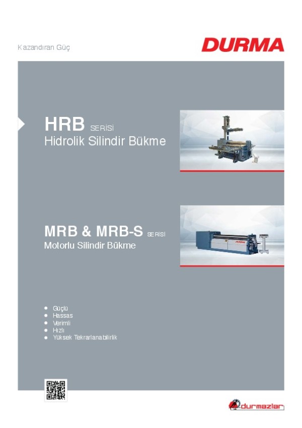HRB Serisi Hidrolik Silindir Bükme ve MRB & MRB-S Serisi Motorlu Silindir Bükme